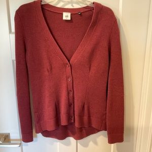 Wine colored Cabi cardigan sweater